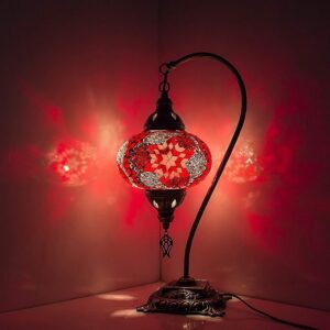 Turkish Mosaic Glass Swan Neck Table Lamp No 4 Size Globe